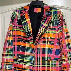 Vilagallo Vibrant Multicolor Plaid Blazer